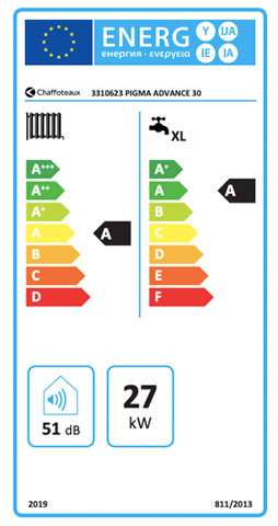 etiqueta de eficiencia energetica caldera chaffoteaux pigma advance 30