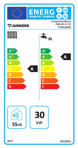 etiqueta de eficiencia energetica caldera junkers cerapur excellence zwbe 30/42-2e