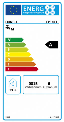 etiqueta de eficiencia energetica calentador cointra premium cpe 10 t