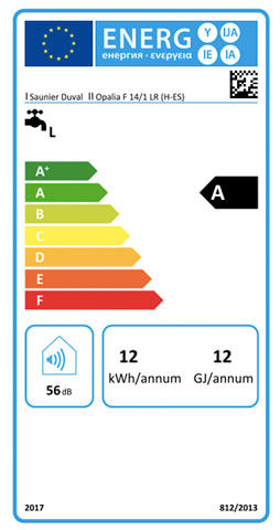 etiqueta de eficiencia energetica calentador saunier duval opalia f 14